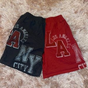 FOREVER21 | Gray and Red Split Color Streetwear Loose Shorts